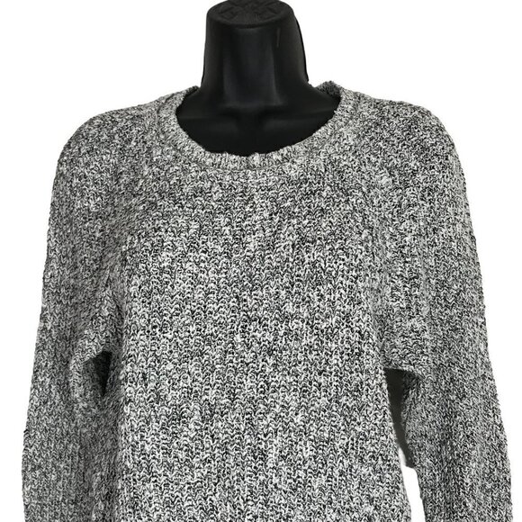 Free People White & Black Cotton Linen Blend Knit Crew Neck  Sweater Size XS - Picture 3 of 7